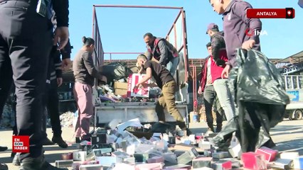 Antalya'da ele geçirilen 2 bin adet sahte parfüm imha edildi