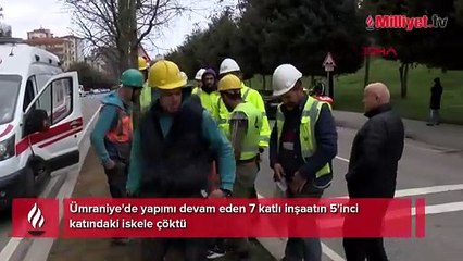 Ümraniye'de feci olay! İnşaat iskelesi çöktü: 2 işçi ağır yaralandı