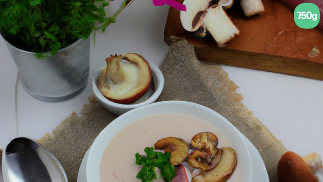 Velouté de champignons au jambon