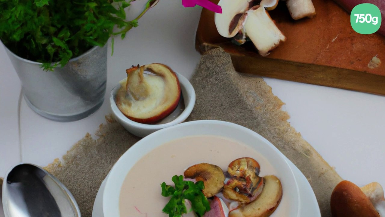 Velouté de champignons au jambon