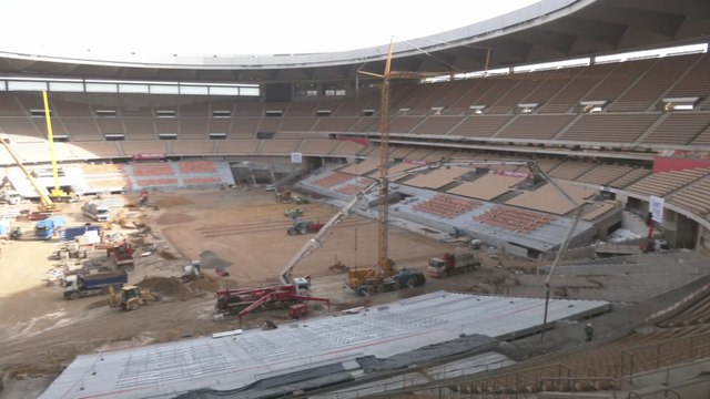 Avanzan las obras en el interior del Estadio de la Cartuja
