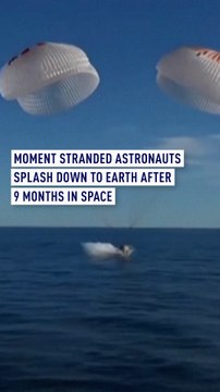 Moment stranded astronauts splashed down to earth after 9 months in space