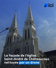 La façade de l'église Saint-André de Châteauroux nettoyée par un drone
