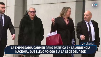 La empresaria Carmen Pano ratifica en la Audiencia Nacional que llevó 90.000 € a la sede del PSOE