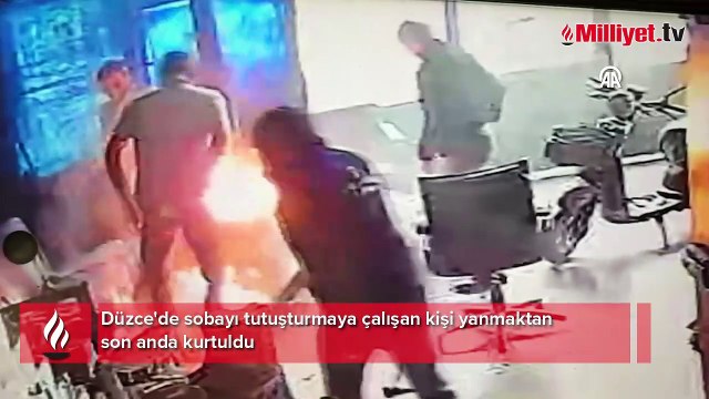 Sobaya yanlışlıkla benzin döken kişi yanmaktan son anda kurtuldu