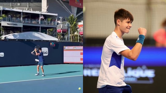 Tennis - Miami 2025 - Jaime Alcaraz, petit frère de Carlos Alcaraz, s'entraîne au Miami Open