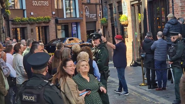 Crowds wait for King Charles and Camilla in Belfast's Cathedral Quarter 19/03/25