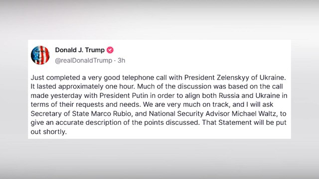 Trump dice que las conversaciones sobre Ucrania van por buen camino tras hablar con Zelenski