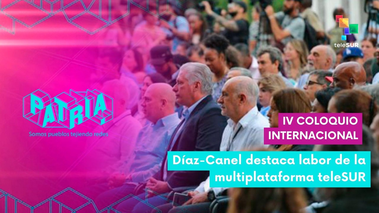 Pdte. Díaz-Canel visita el estand de Telesur en el Coloquio Internacional de Comunicación "Patria"