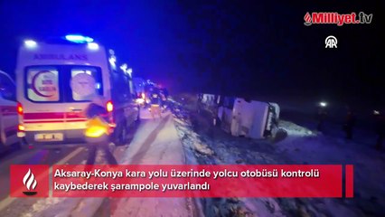 Aksaray'da feci kaza! Yolcu otobüsün devrildi: 20 yaralı
