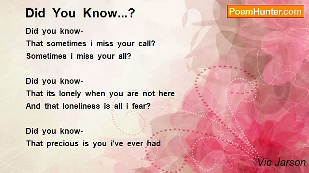 Vic Jarson - Did  You  Know...?