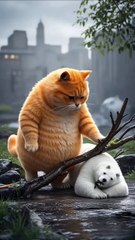 Cat😺 and Polar Bear🐻‍❄️ Story... By AI CATS STORY.