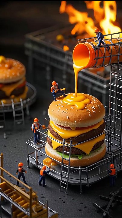 Beautiful burger cooking