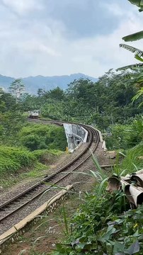 Kereta api melewati pemandangan yang menakjubkan! Siapa yang suka perjalanan kereta api? 😍🚂 Kereta Api Harina