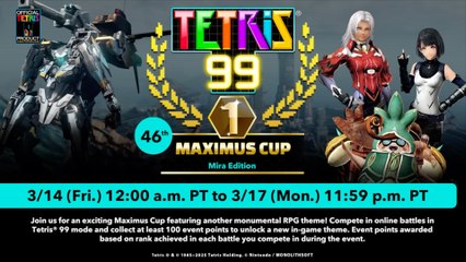 Tetris 99 Official 46th Maximus Cup Gameplay Trailer