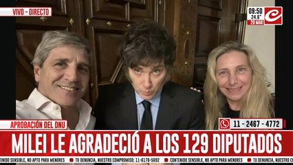 Javier Milei agradeció a los diputados que votaron a favor del DNU