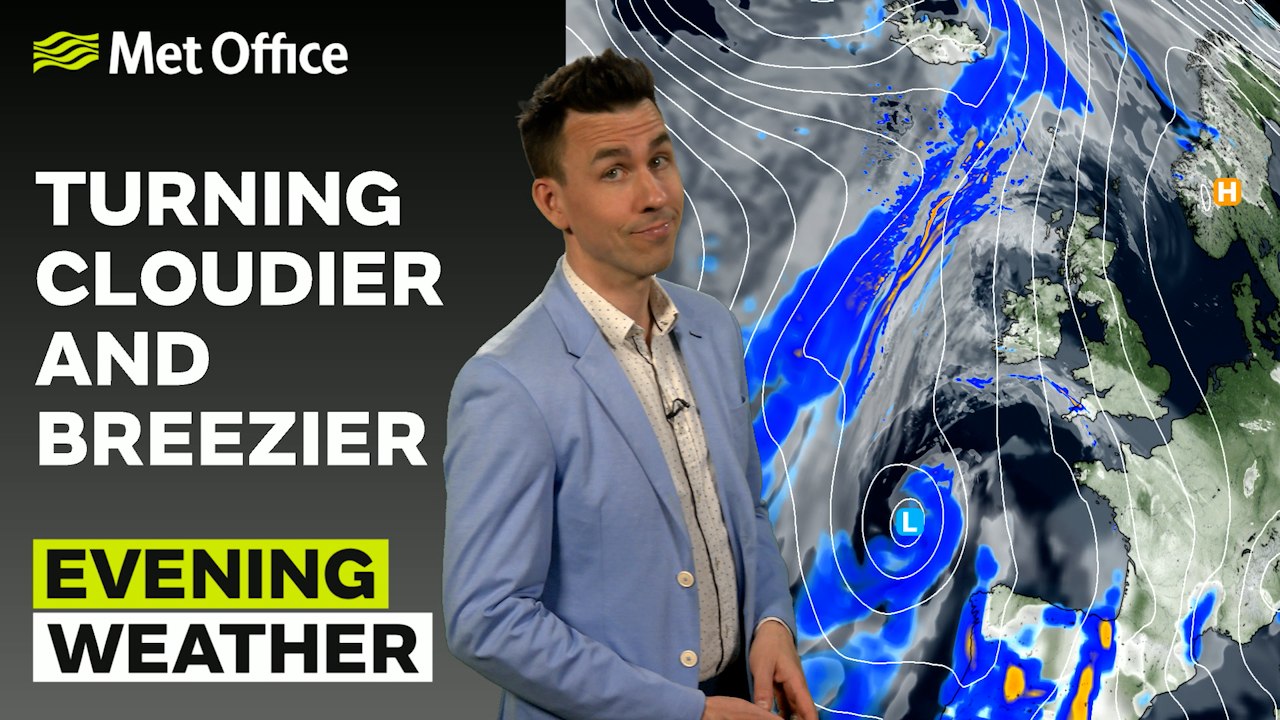 Met Office Evening Weather Forecast 20/03/25 –  Cloudy and wet southwest