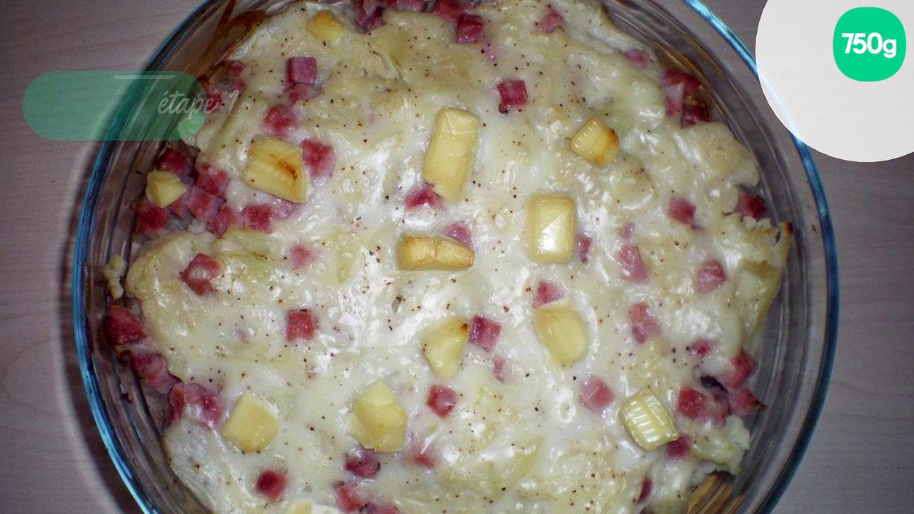 Gratin de chou fleur au jambon et à la vache qui rit