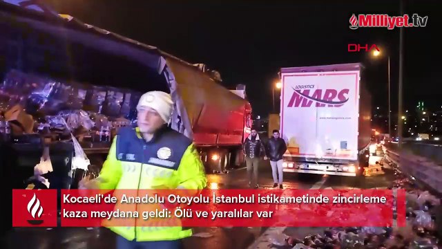 Kocaeli'de Anadolu Otoyolu İstanbul istikametinde zincirleme kaza meydana geldi