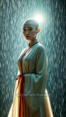 Bald women in rain #ai #beautiful #cute