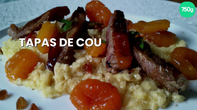 Tapas de cous de canard et abricots à la plancha
