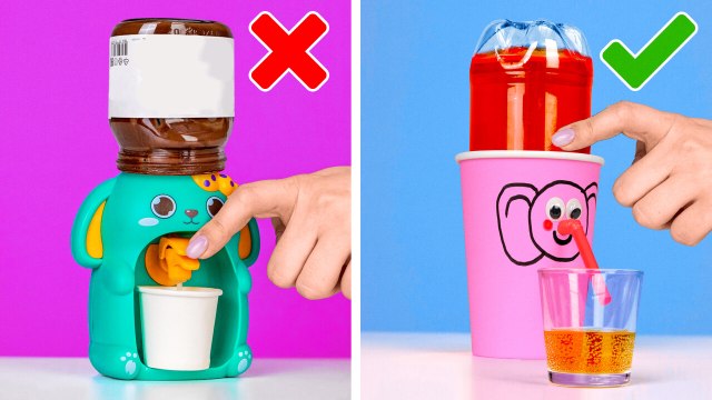 DIY Mini Water Dispenser 🐥* Rich and Poor Girls DIY Crafts and Gadgets*