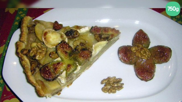 Tarte pommes figues noix et chêvre