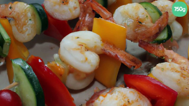 Brochette de crevettes et légumes aux parfums d'Asie