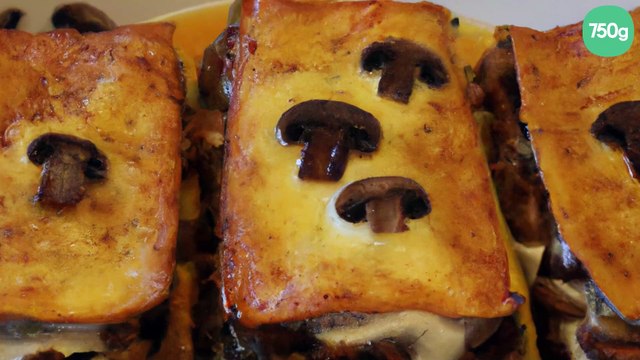 Lasagnes potiron/champignons parfumées au Roquefort