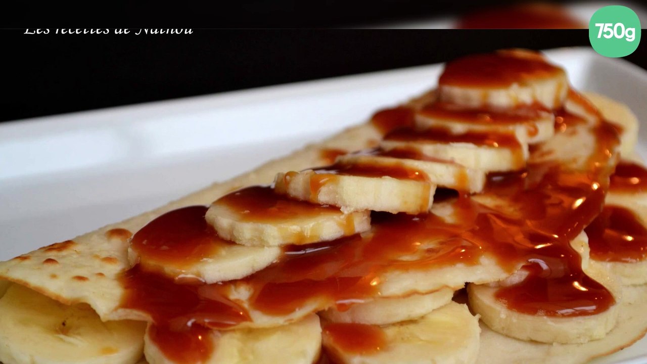 Crêpes à la banane et caramel au beurre salé