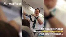 Flight attendant performs funniest safety routine
