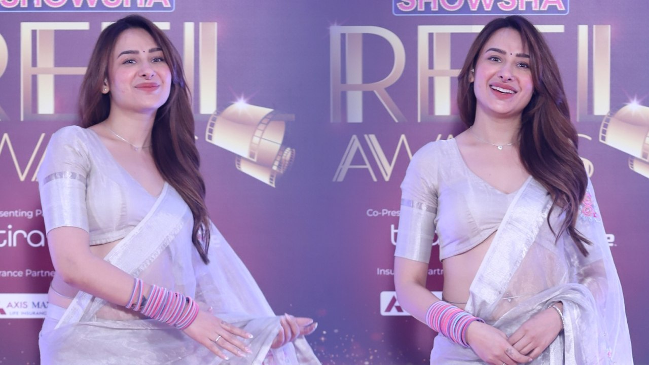 Mahira Sharma Turns Up In A Beautiful Organza Saree For The Showsha Reel Awards 2025!
