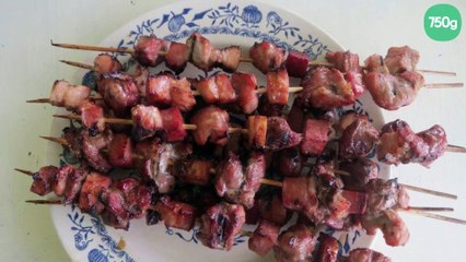Petites brochettes au porc et au miel