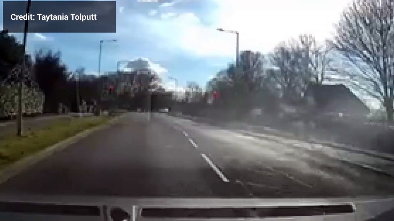 Dashcam footage captures shocking moment schoolgirl hit by car at red lights