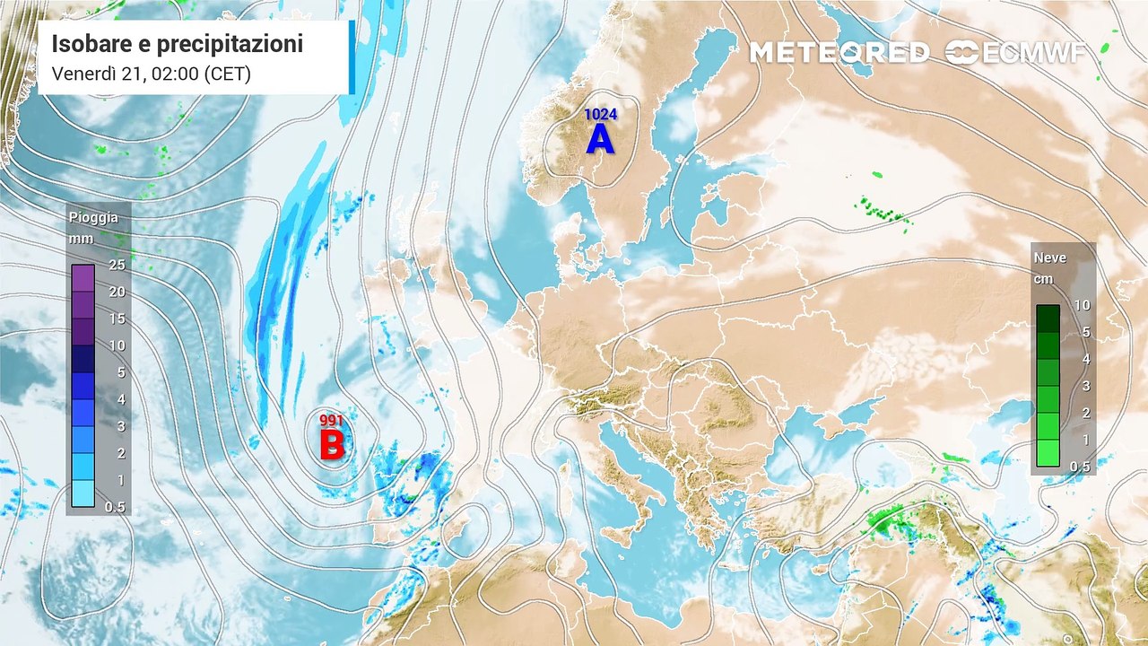 Nuova ondata di maltempo proveniente dalla Spagna, tanta pioggia al Nord e al Centro