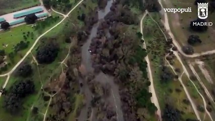 Las espectaculares imágenes del Manzanares a vista de dron