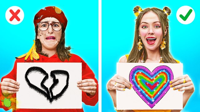 Riche vs Pauvre Défi d'art ! Astuces de dessin & Peinture pour tous les budgets ! 123 GO! Challenge