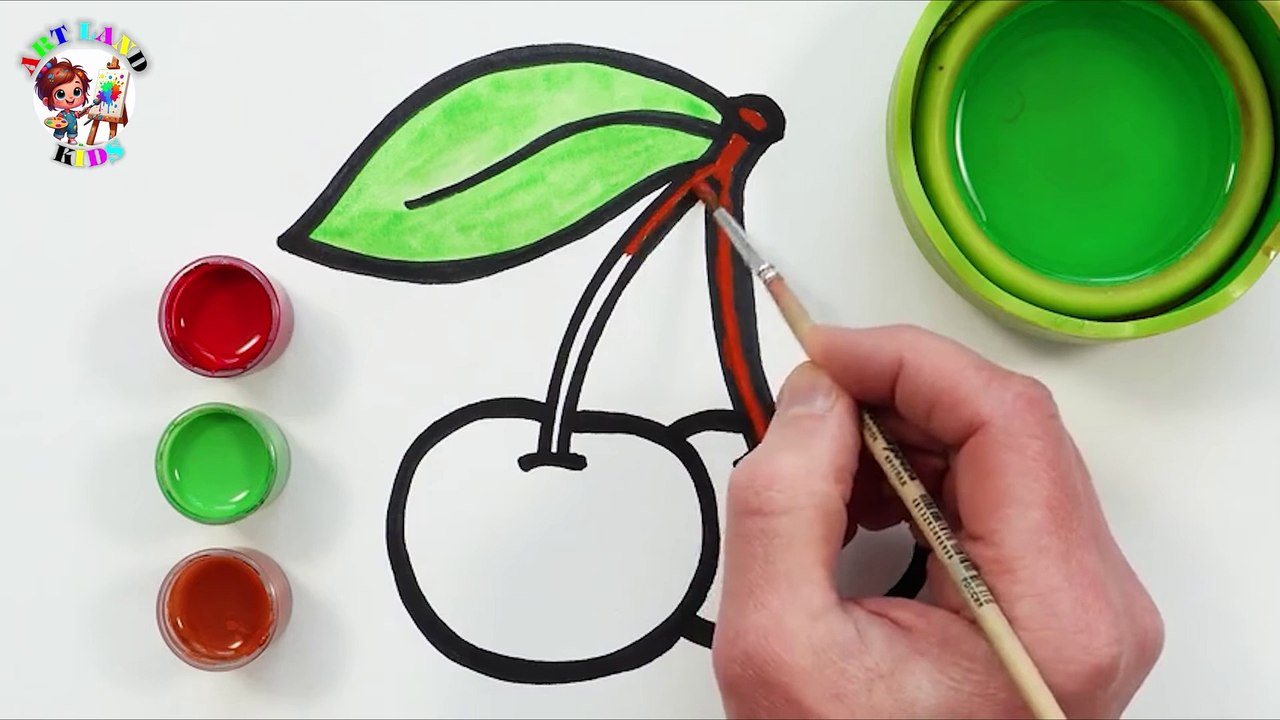 🍒 Easy Cherry Drawing & Coloring for Kids 🎨✨