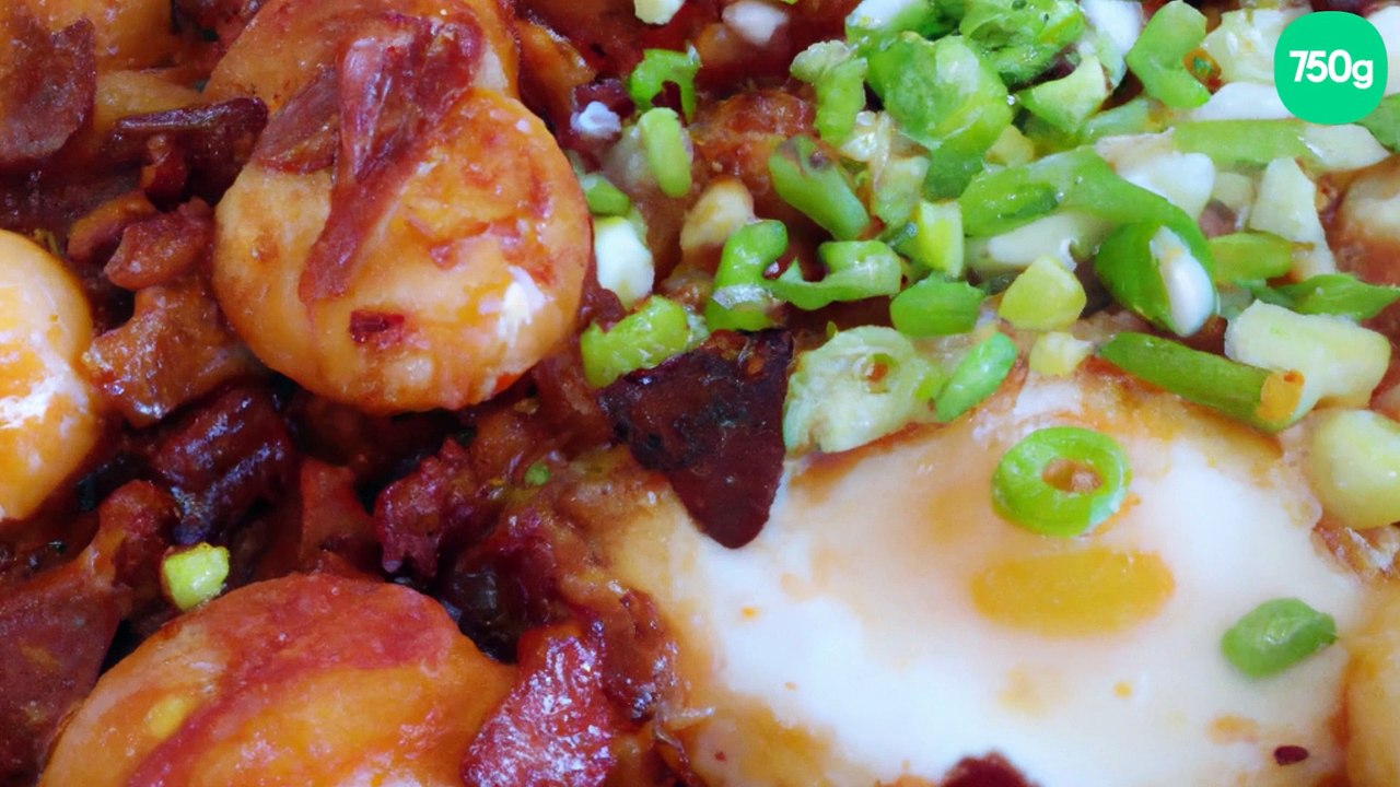 Œufs brouillés aux poireaux et au chorizo