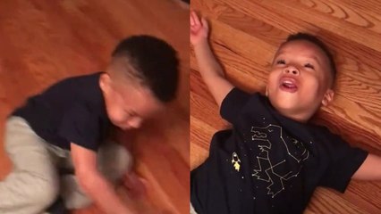 Boy teases mum after she panics over bike fall