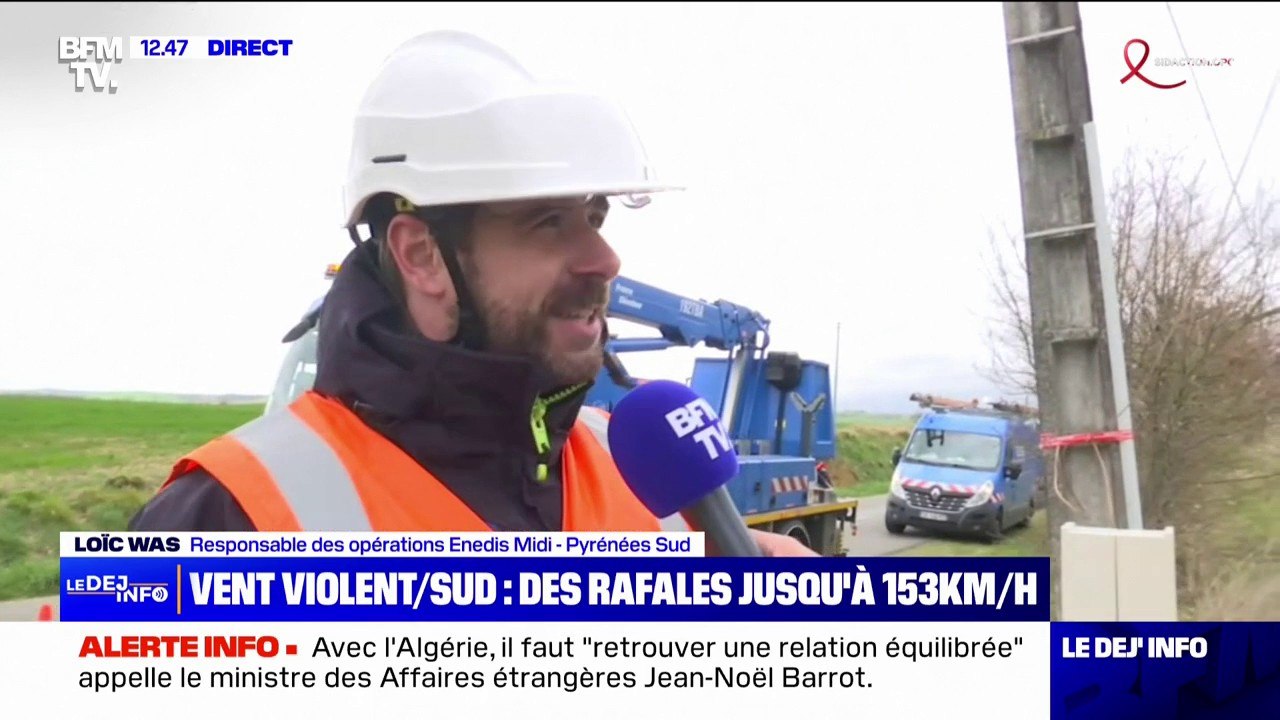 Vents violents: "On espère un retour à la normale pour la quasi-totalité des clients ce soir", indique Loïc Was (responsable des opérations Enedis Midi-Pyrénées Sud)