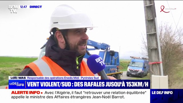 Vents violents: On espère un retour à la normale pour la quasi-totalité des clients ce soir , indique Loïc Was (responsable des opérations Enedis Midi-Pyrénées Sud)