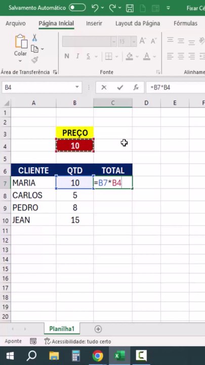 Excel - Travar Célula ao Arrastar Fórmula