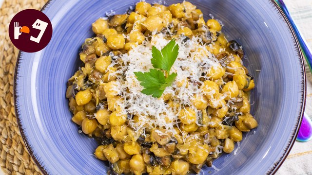 Garbanzos a la CARBONARA - Receta de rechupete, fácil y ligera. Ideal para vegetarianos