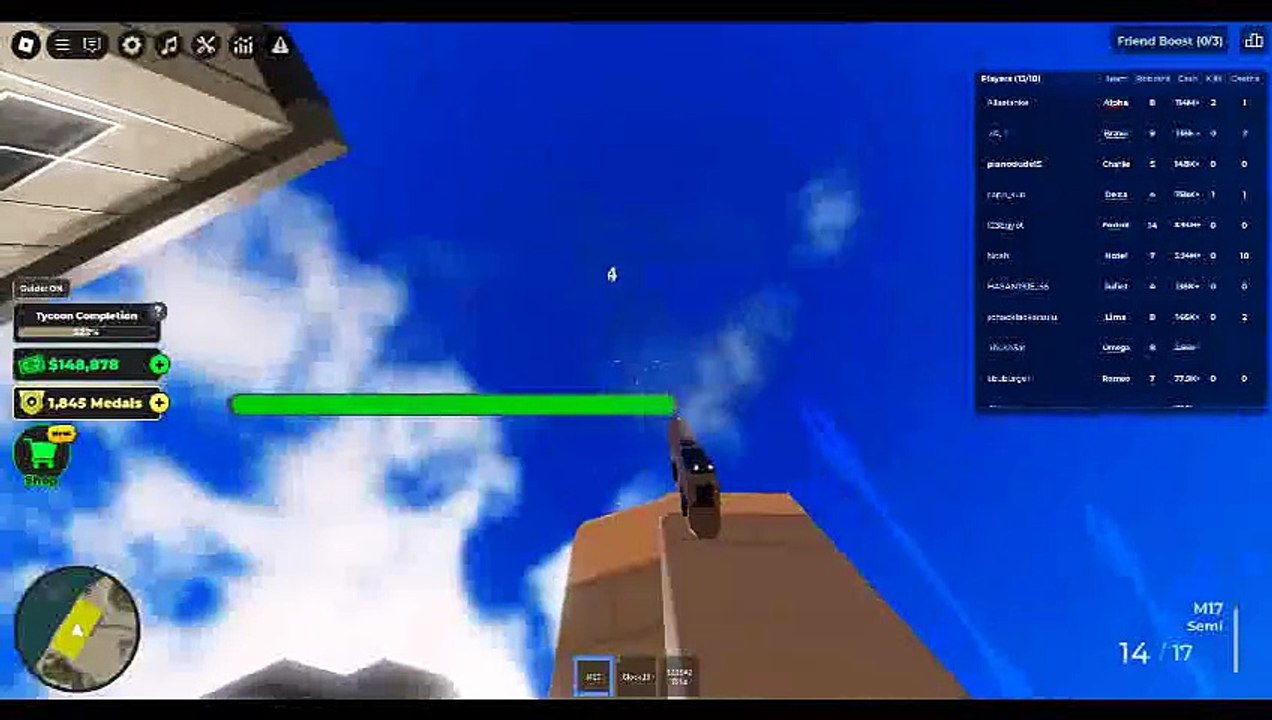 Testing Weapons in War Tycoon.