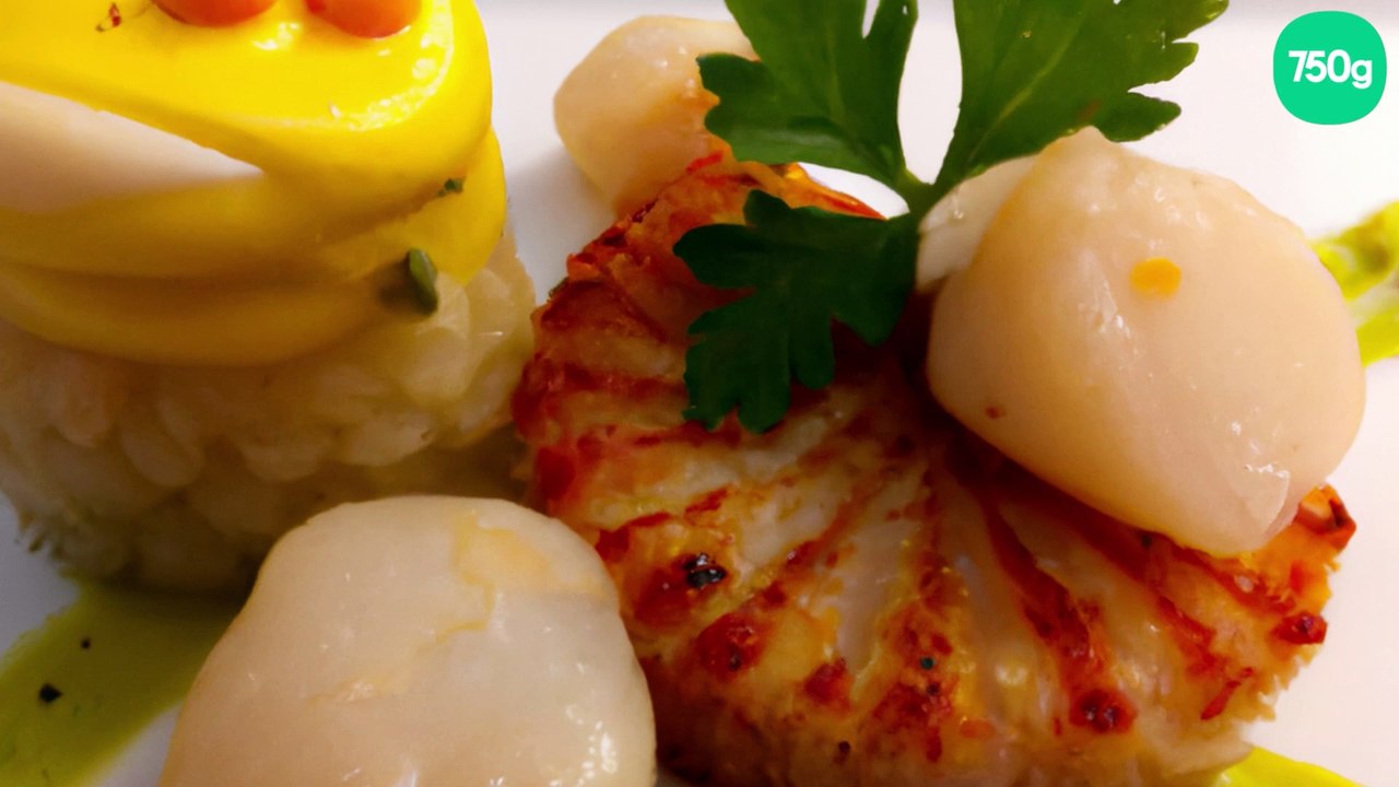 Marinade de Saint-Jacques à l'huile de safran et croquants de céleri