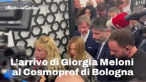 L'arrivo di Giorgia Meloni al Cosmoprof di Bologna