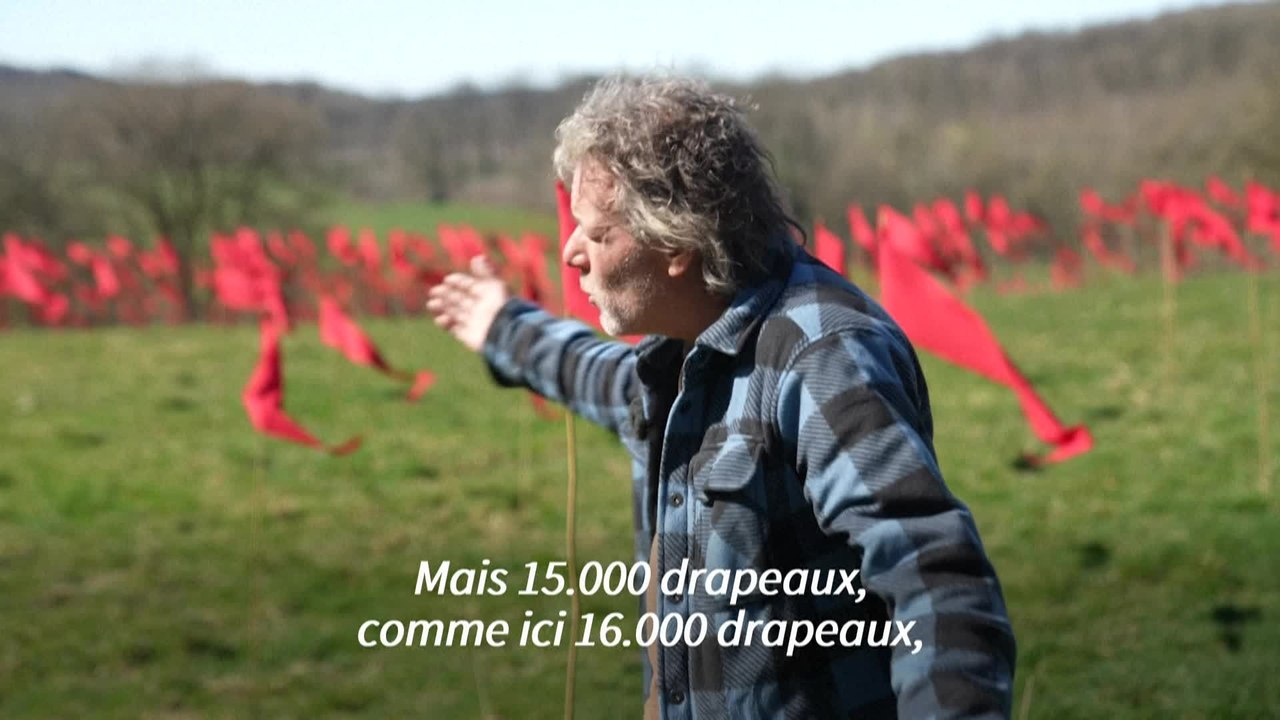 16.000 drapeaux rouges "pour la paix" sur un champs de bataille de la Grande Guerre près de Verdun