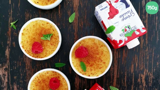 Crème catalane aux framboises et verveine