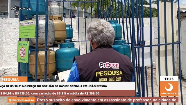 Procon registra diferença de R$ 30,01 no preço do botijão de 13 kg do gás de cozinha, em João Pessoa